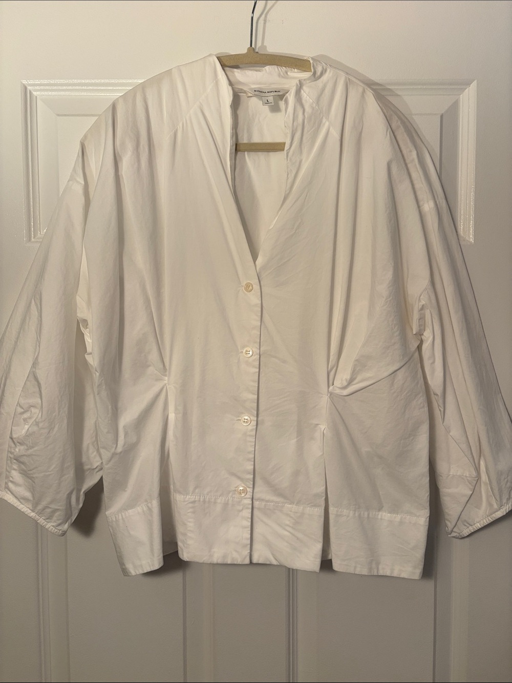 Banana Republic White Button-Front Relaxed Women's Shirt